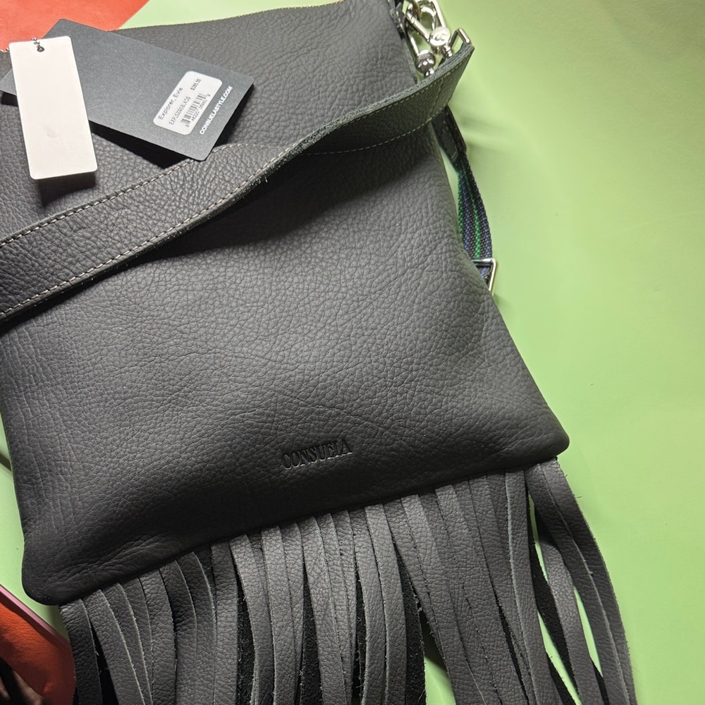 Consuela Explorer Evie Leather Fringe Crossbody Bag Black